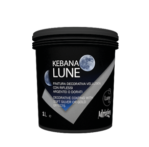 <span>KEBANA LUNE</span> Finitura decorativa vellutata con riflessi metallizzati, effetto damascato.